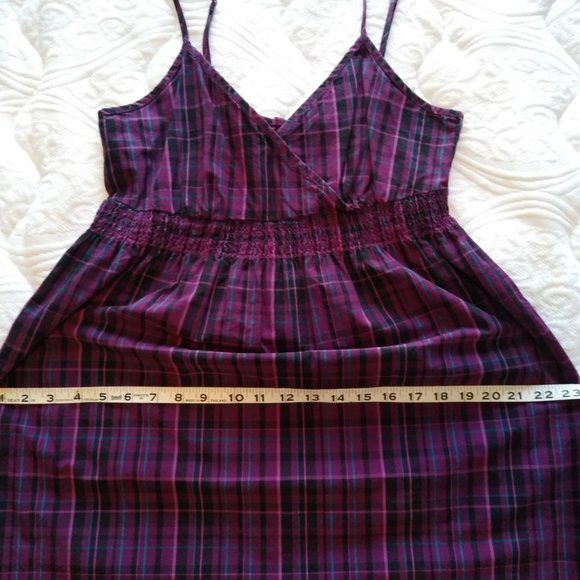 Deep purple plaid Converse One Star Cotton Sundress Sz S - Picture 6 of 10